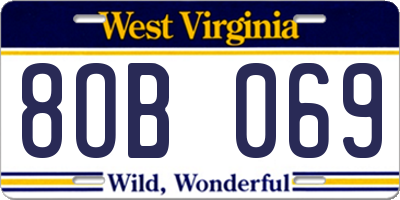 WV license plate 8OB069