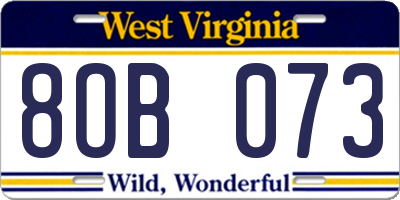 WV license plate 8OB073