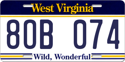 WV license plate 8OB074