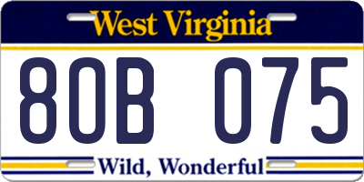 WV license plate 8OB075