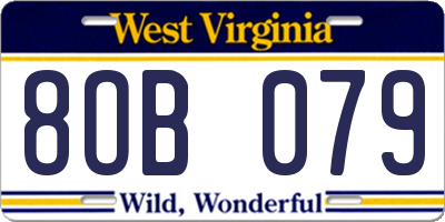 WV license plate 8OB079