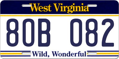 WV license plate 8OB082