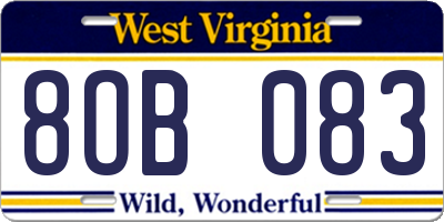 WV license plate 8OB083