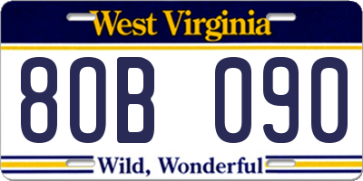 WV license plate 8OB090
