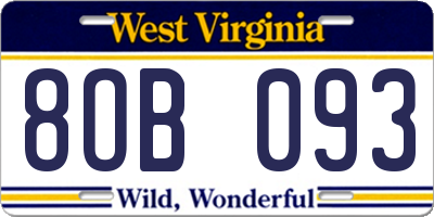 WV license plate 8OB093