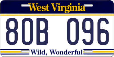 WV license plate 8OB096