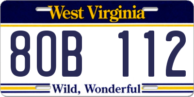 WV license plate 8OB112