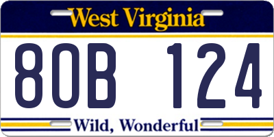 WV license plate 8OB124
