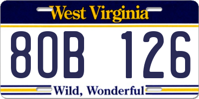 WV license plate 8OB126