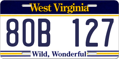 WV license plate 8OB127