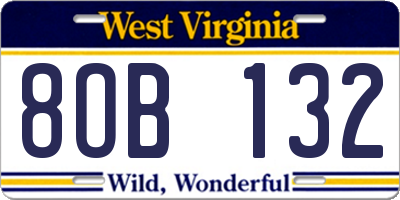 WV license plate 8OB132