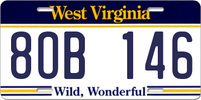 WV license plate 8OB146