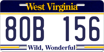 WV license plate 8OB156