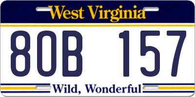 WV license plate 8OB157