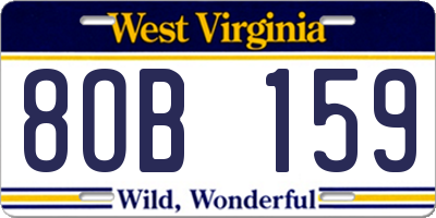 WV license plate 8OB159