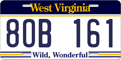 WV license plate 8OB161