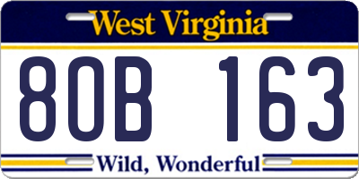 WV license plate 8OB163