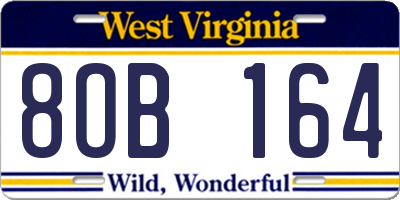 WV license plate 8OB164