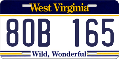 WV license plate 8OB165