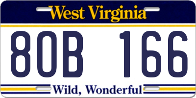 WV license plate 8OB166
