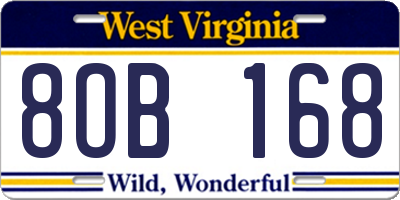 WV license plate 8OB168