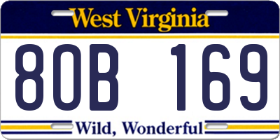 WV license plate 8OB169