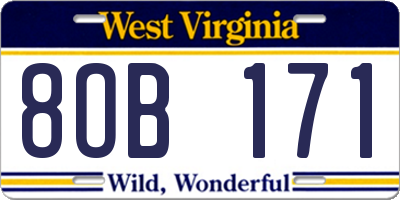 WV license plate 8OB171
