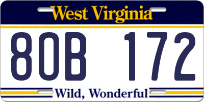 WV license plate 8OB172