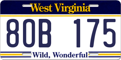 WV license plate 8OB175