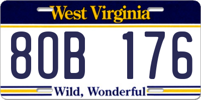 WV license plate 8OB176