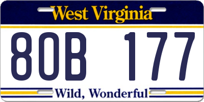 WV license plate 8OB177