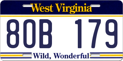WV license plate 8OB179