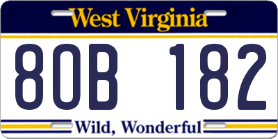 WV license plate 8OB182
