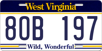 WV license plate 8OB197