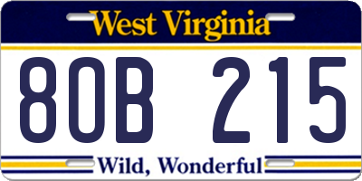 WV license plate 8OB215