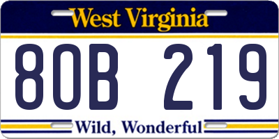 WV license plate 8OB219