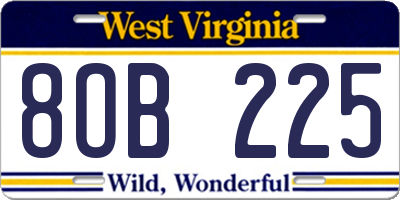 WV license plate 8OB225