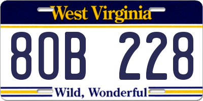 WV license plate 8OB228