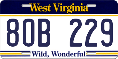 WV license plate 8OB229
