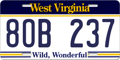 WV license plate 8OB237