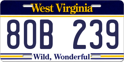 WV license plate 8OB239