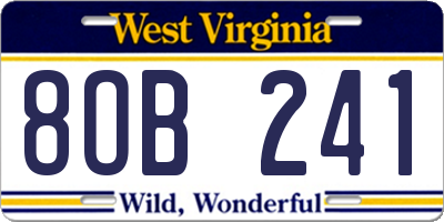WV license plate 8OB241