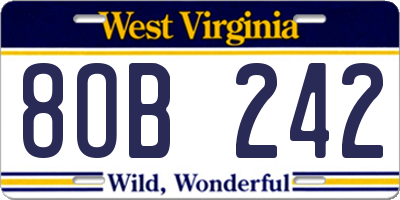 WV license plate 8OB242
