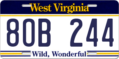 WV license plate 8OB244