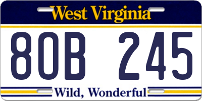 WV license plate 8OB245