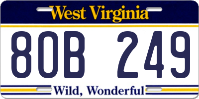 WV license plate 8OB249
