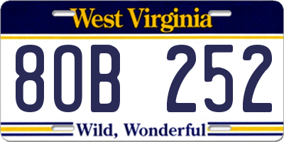 WV license plate 8OB252