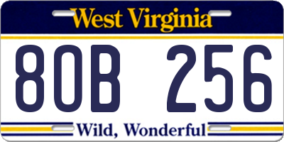 WV license plate 8OB256