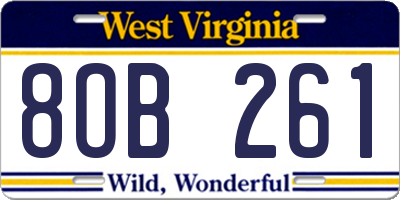 WV license plate 8OB261