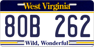 WV license plate 8OB262
